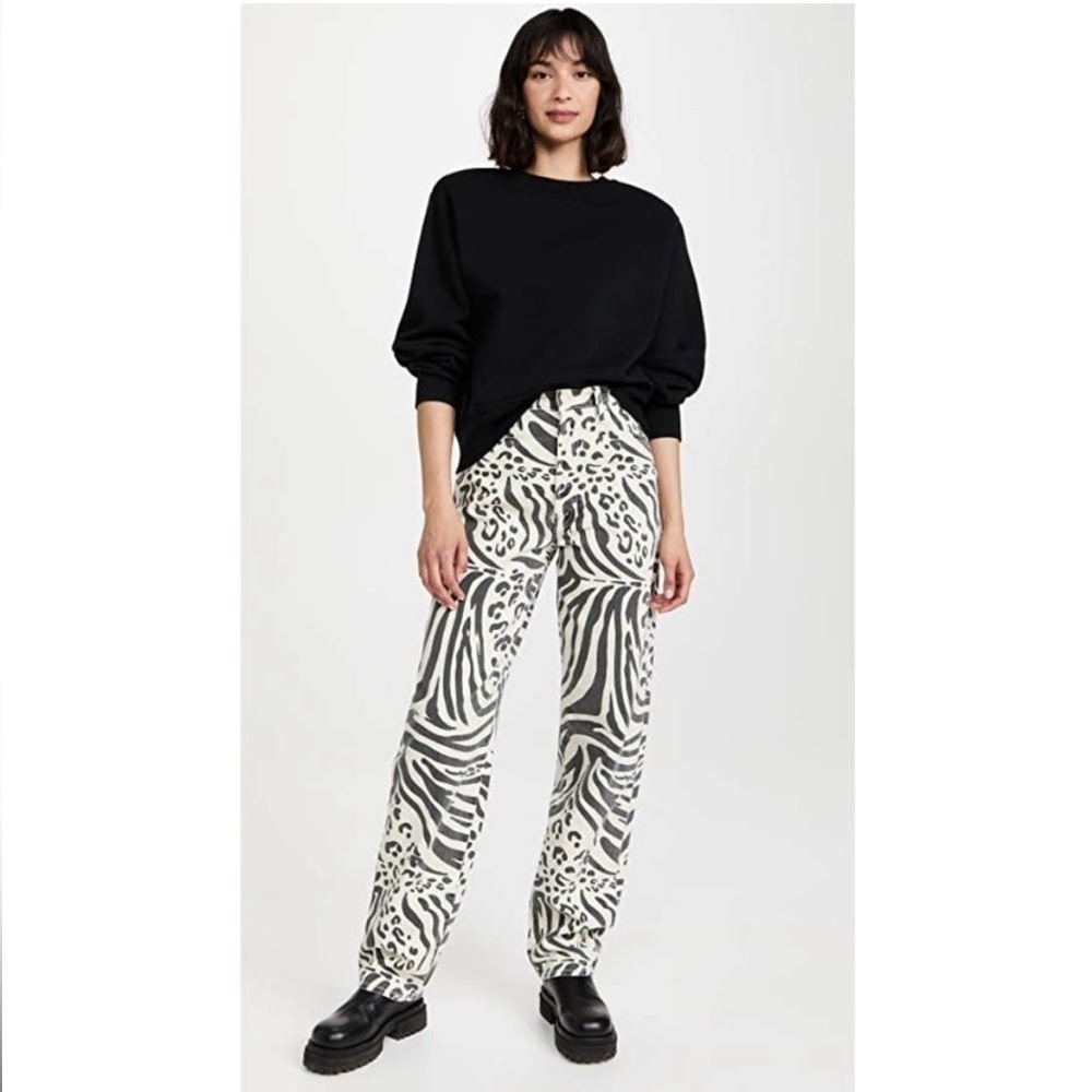 New High Waisted Curbside Heel in Animal Tracks MOTHER Size 25 Animal Tracks 🦓 - Picture 10 of 16
